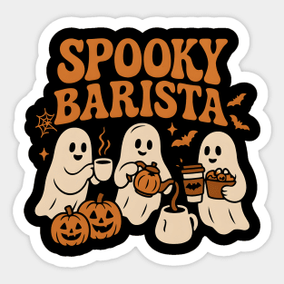 Spooky Barista Ghost Halloween Shirt | Funny Coffee Lover Gift Sticker